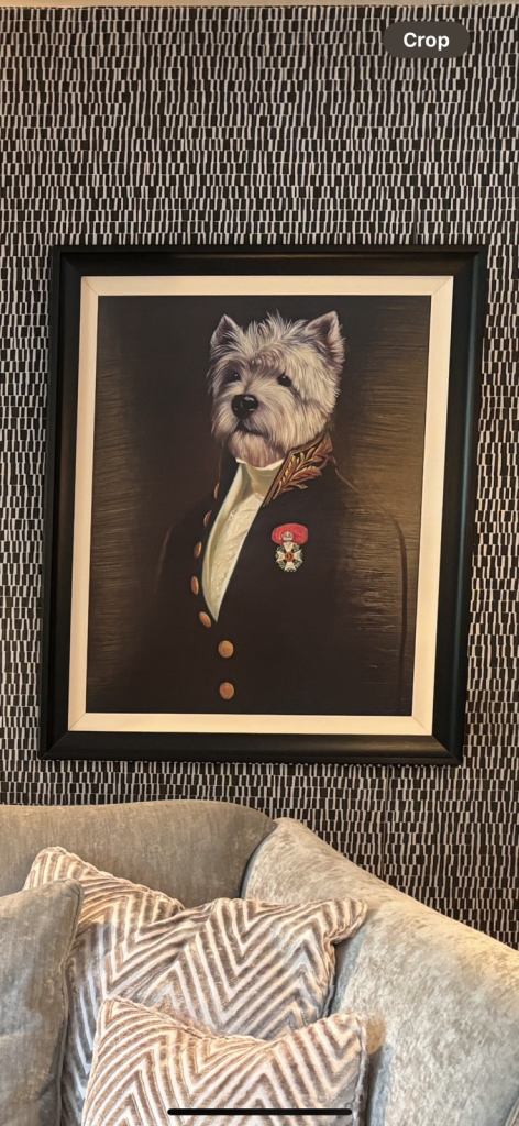Westie dog military uniform framed portrait