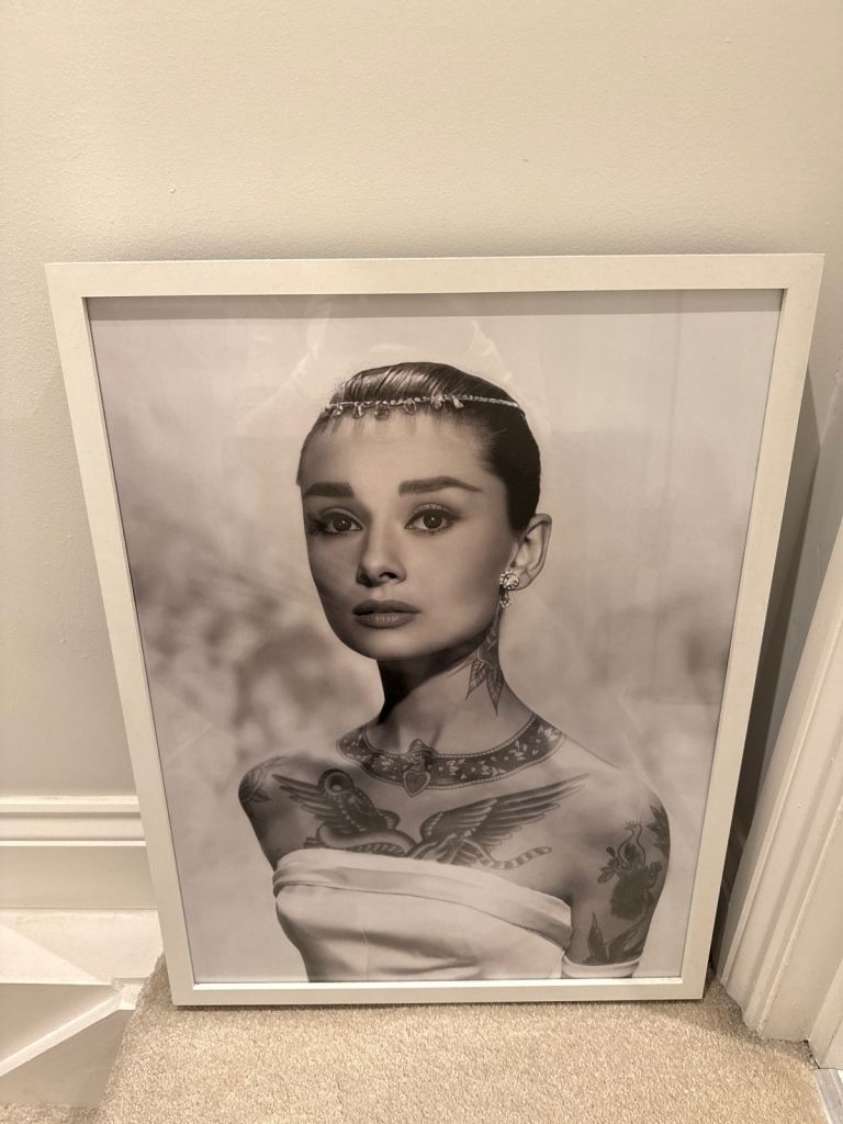 Black and white Audrey Hepburn print 
