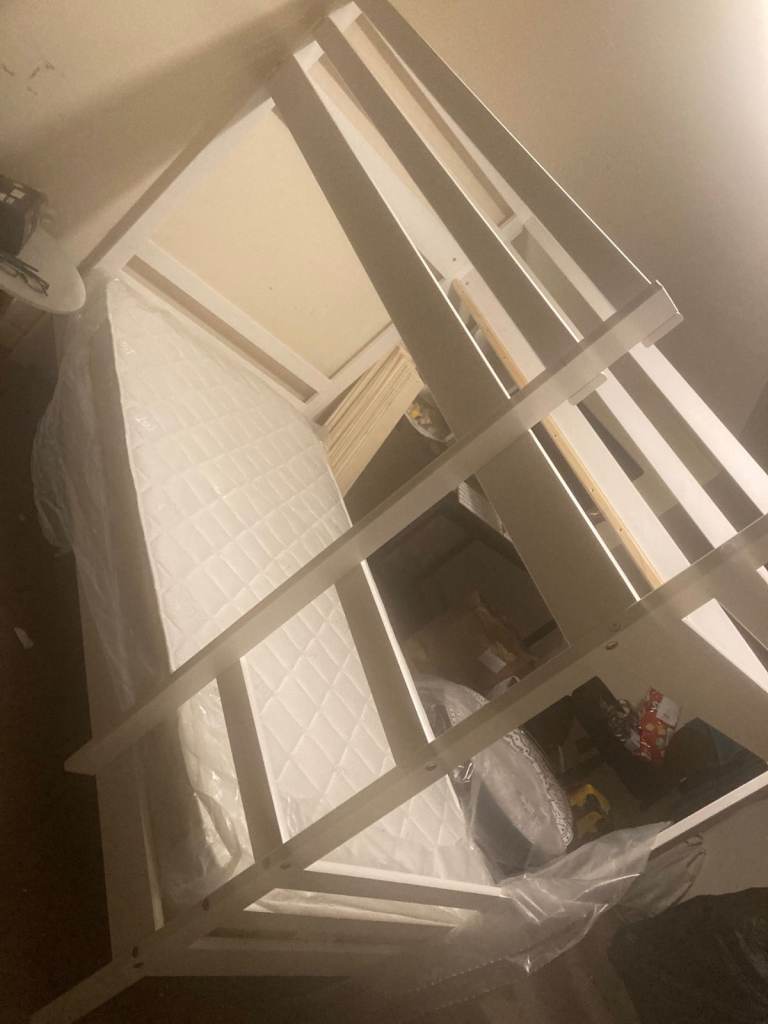 FRAME ONLY. NEVER USED Argos Josie Single Bunk Bed Frame White Sturdy and Space-Saving Bedroom