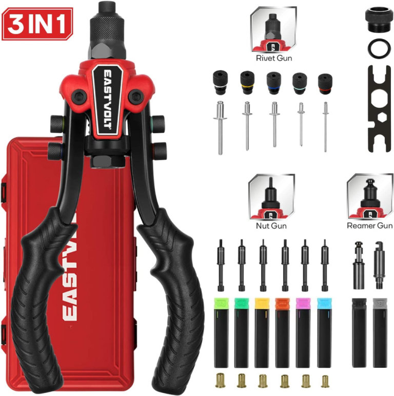 METERK E15111 BT-501 Hand Rivet Nut In Black/Red w/Carrying Case