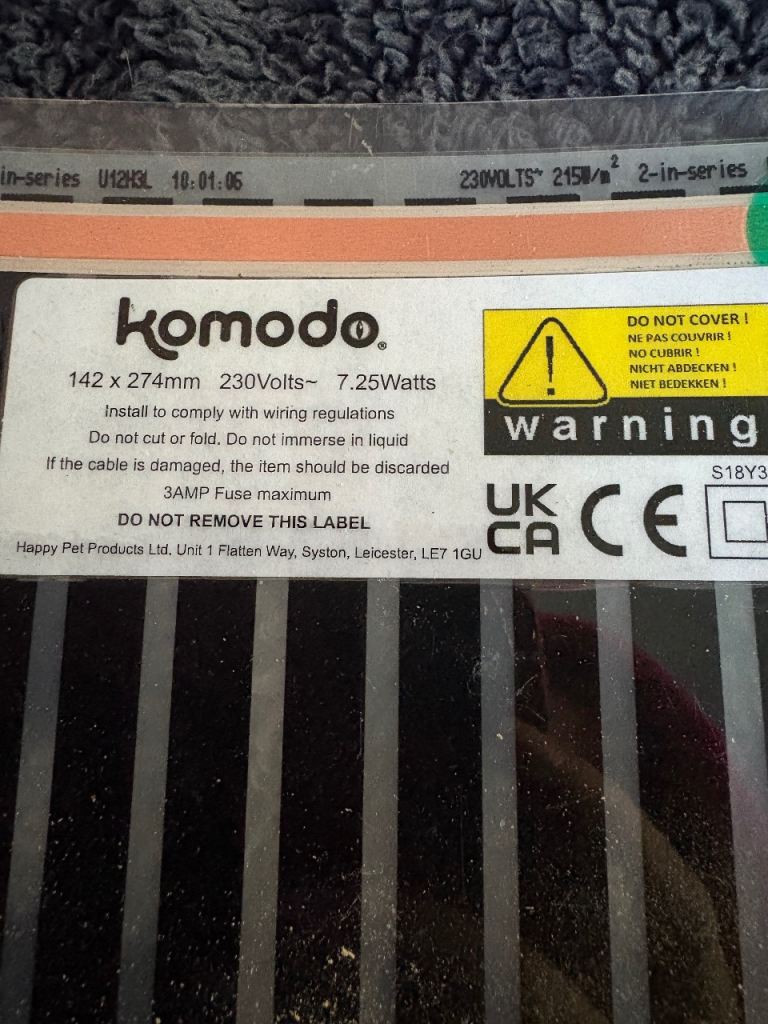 Free Very small heat mat  ( Komodo) reptile snake vivarium 