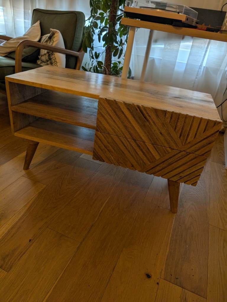 Real Solid Wood Cabinet, Tv Stand, Sideboard, Cupboard, Media Unit. Mango Wood in Oak finish
