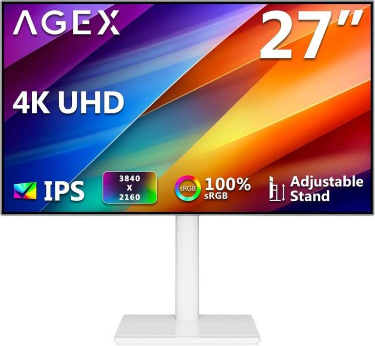 27 Inch 4K Monitor UHD 3840 x 2160 IPS 60Hz Height Adjustable White | 400cd/m White
