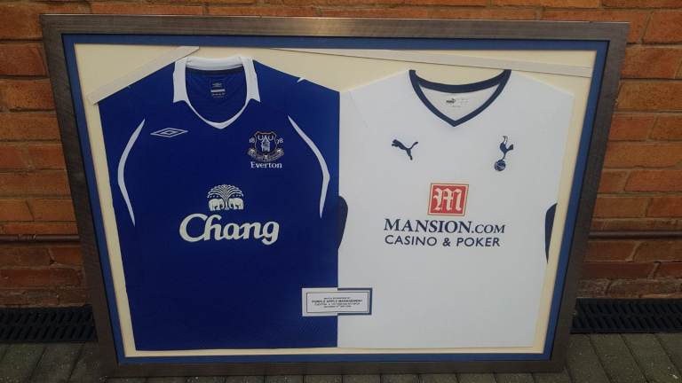 image for EVERTON & TOTTENHAM FC SHIRTS FRAMED