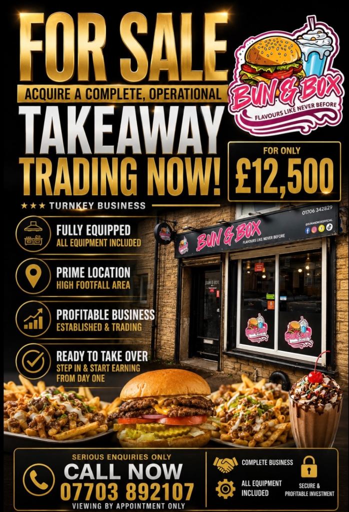 Turnkey Takeaway Business FOR SALE – Fully Equipped & Trading Now!
