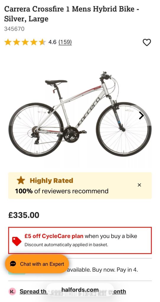 Carrera crossfire 1 hybrid bike