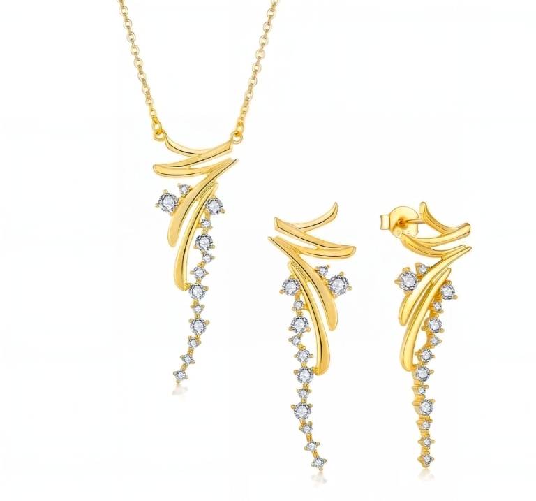 18ct Gold Plated Solid 925 Silver CZ Set Women Girl Gift High Quality Jewellery