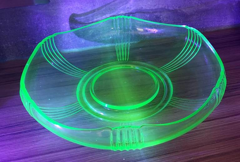 Vintage Art Deco Style Green Uranium Glass Float Bowl