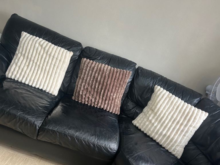 Large leather L shaped sofa