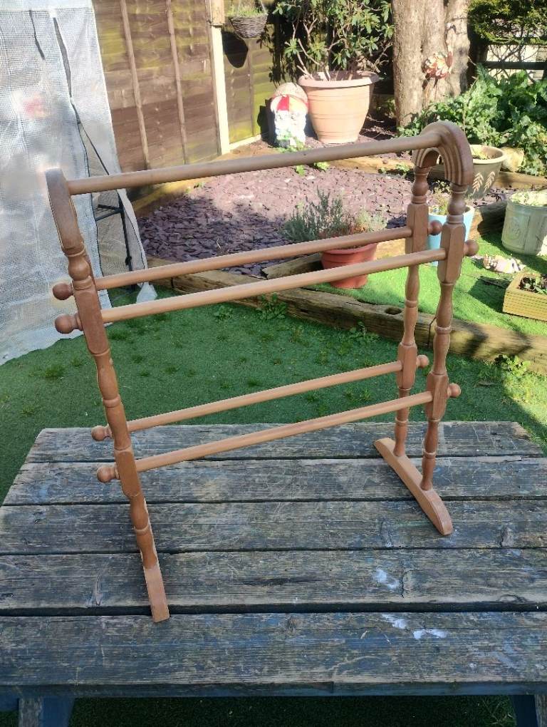Vintage Wooden Freestanding Towel Rail