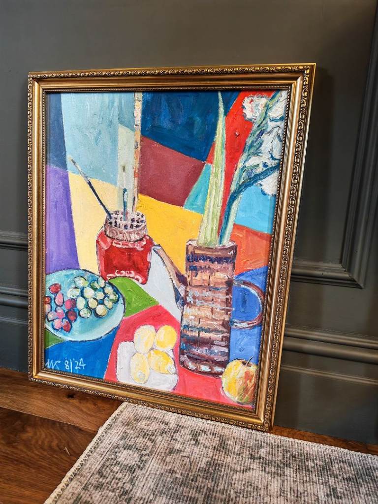Original Signed Still Life Painting in Gold Frame