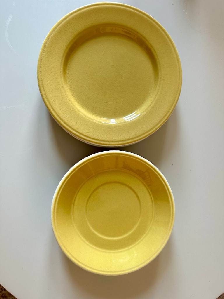 Vintage Yellow Ceramic Plates - Dishwasher Safe