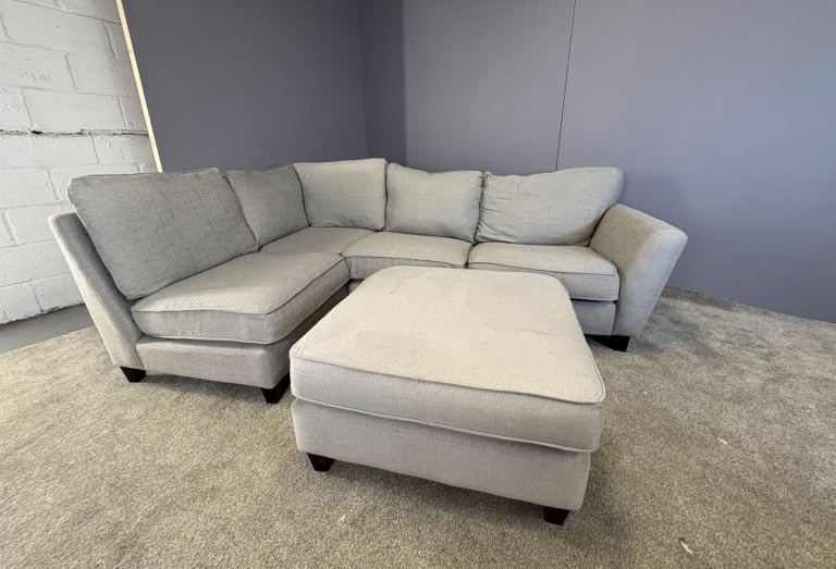 Light Grey corner sofa w/ matching footstool DELIVERY AVAILABLE