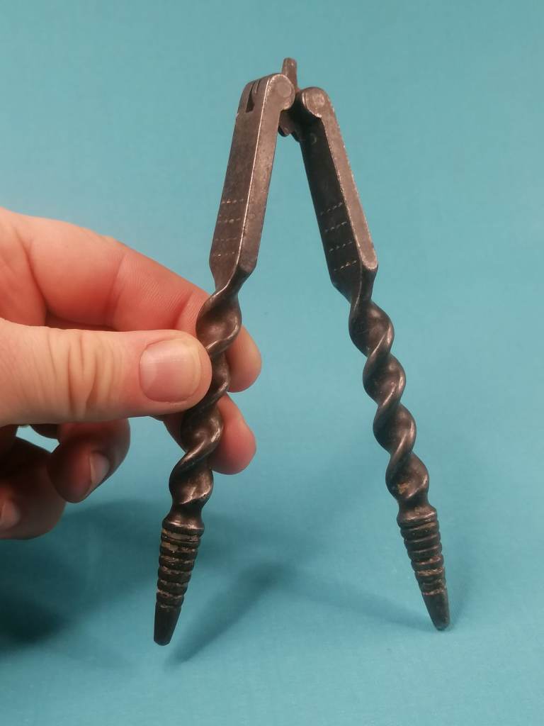 Antique, Vintage nuts cracker. Vintage Metal Hand Held Nut And Shell Cracker Kitchen Tool Gadget.