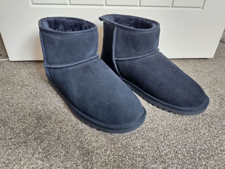 M&S blue suede slipper boots men's size 12 - as new