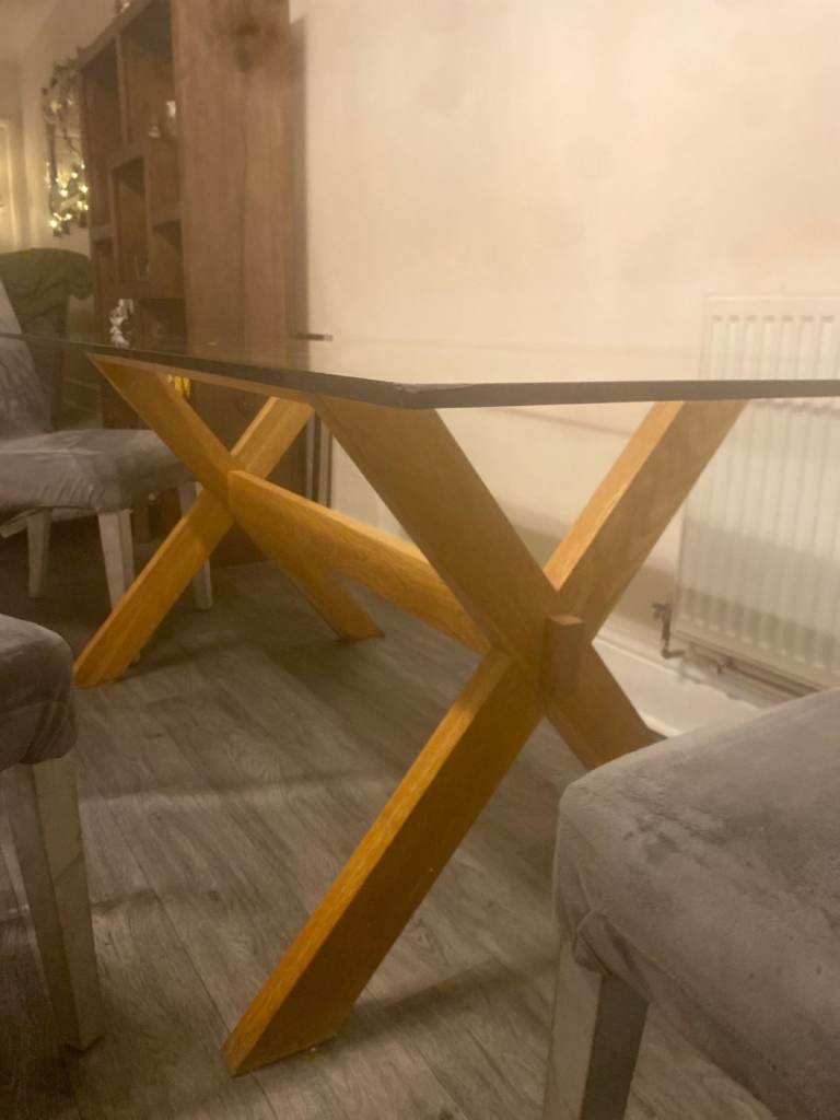 Large glass table and 4 chairs 