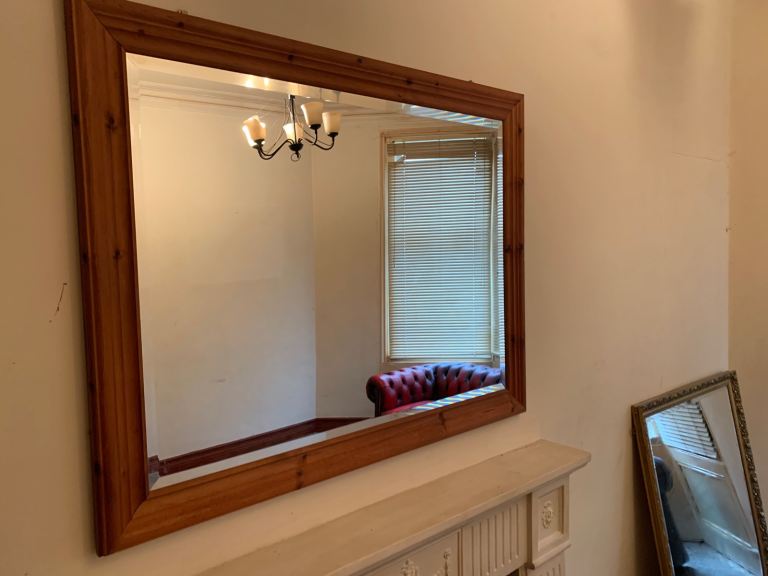 Large over mantle mirror wooden frame design 