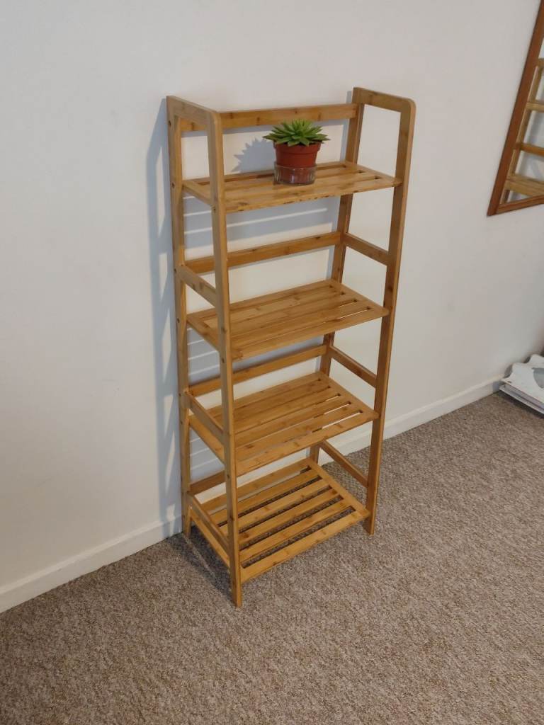 4-tier Bamboo Plant Stand Freestanding Ladder Plant Storage Shelf Display Rack