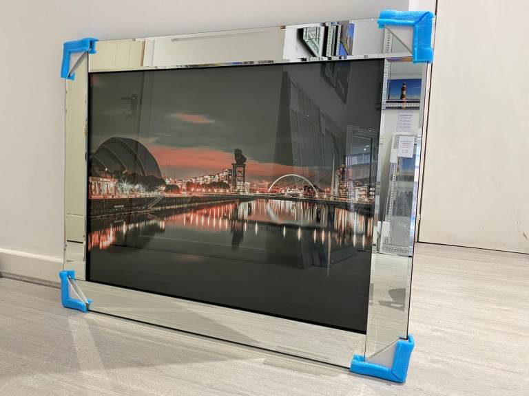 Brand New Glasgow Skyline SECC Armadillo - Mirror Framed Wall Art (95 x 75cm)