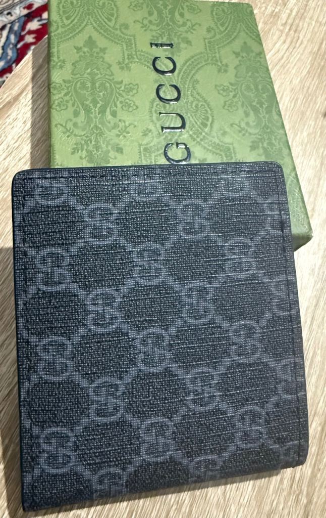 Gucci Monogram Bifold Wallet - Black, Good Condition
