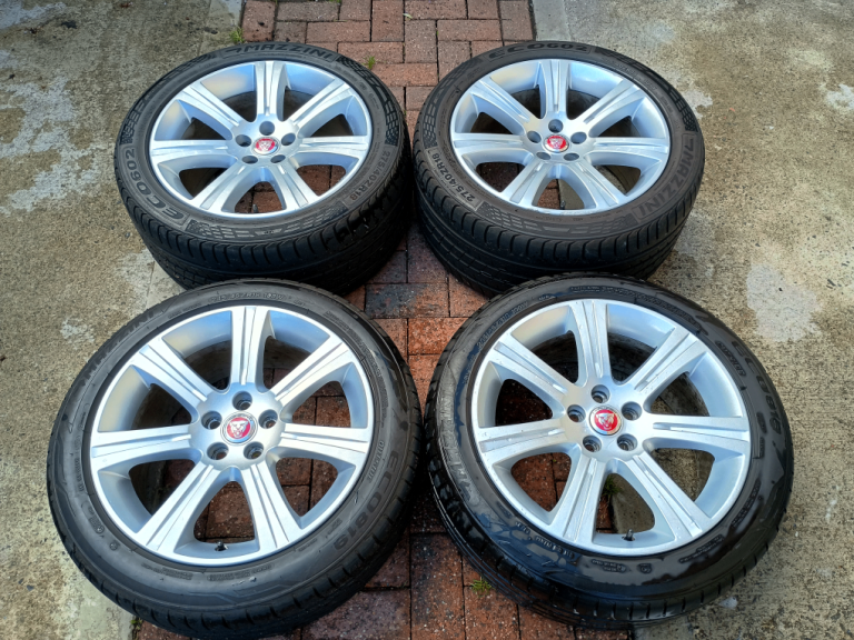 18" Jaguar XJ Alloys 5x108 Staggered Wheels 4 x Good Tyres