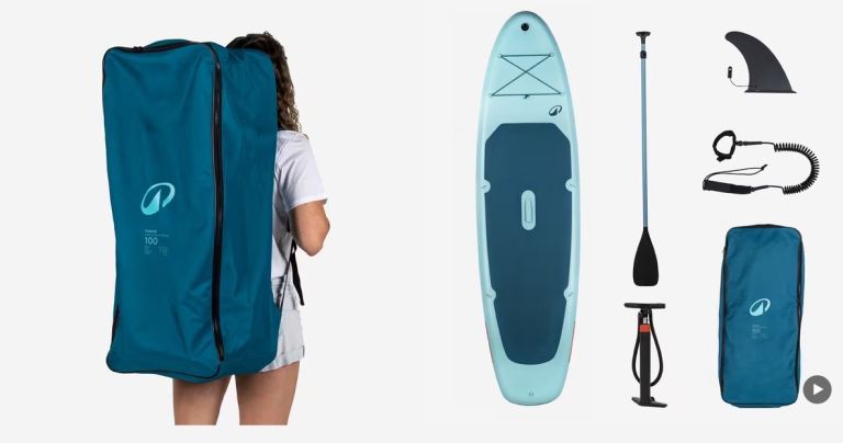 Inflatable Paddle Board Set with Pump and Bag – New