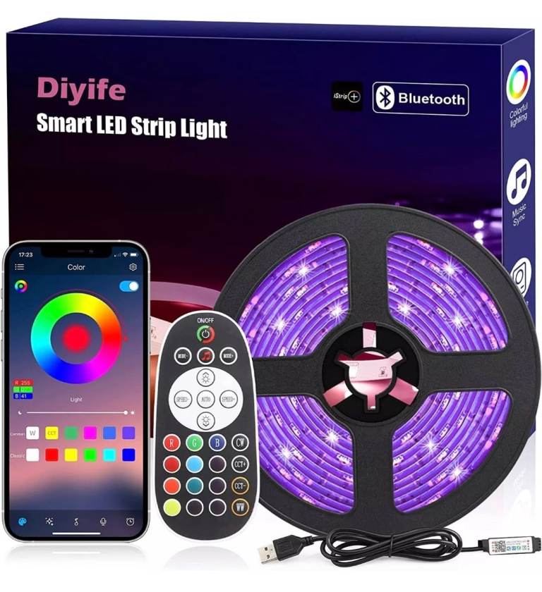 5M LED Strip Light 5050 RGB LED Light USB Powered with 25-Key Remote App Control