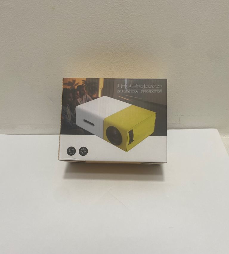 Mini LED Portable Projector – White/Yellow