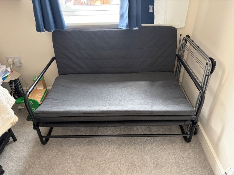 Grey Sofa Bed with Fold-Out Frame – Good Condition