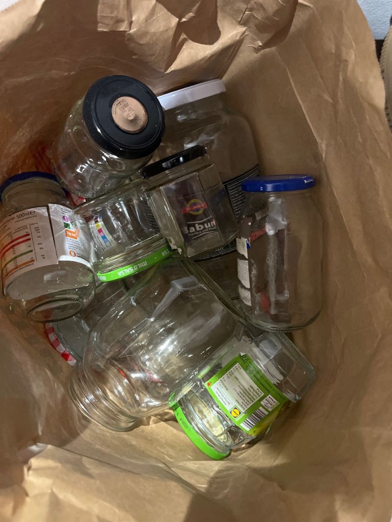 Clean Glass Jars with Lids – Various Sizes, Good Condition