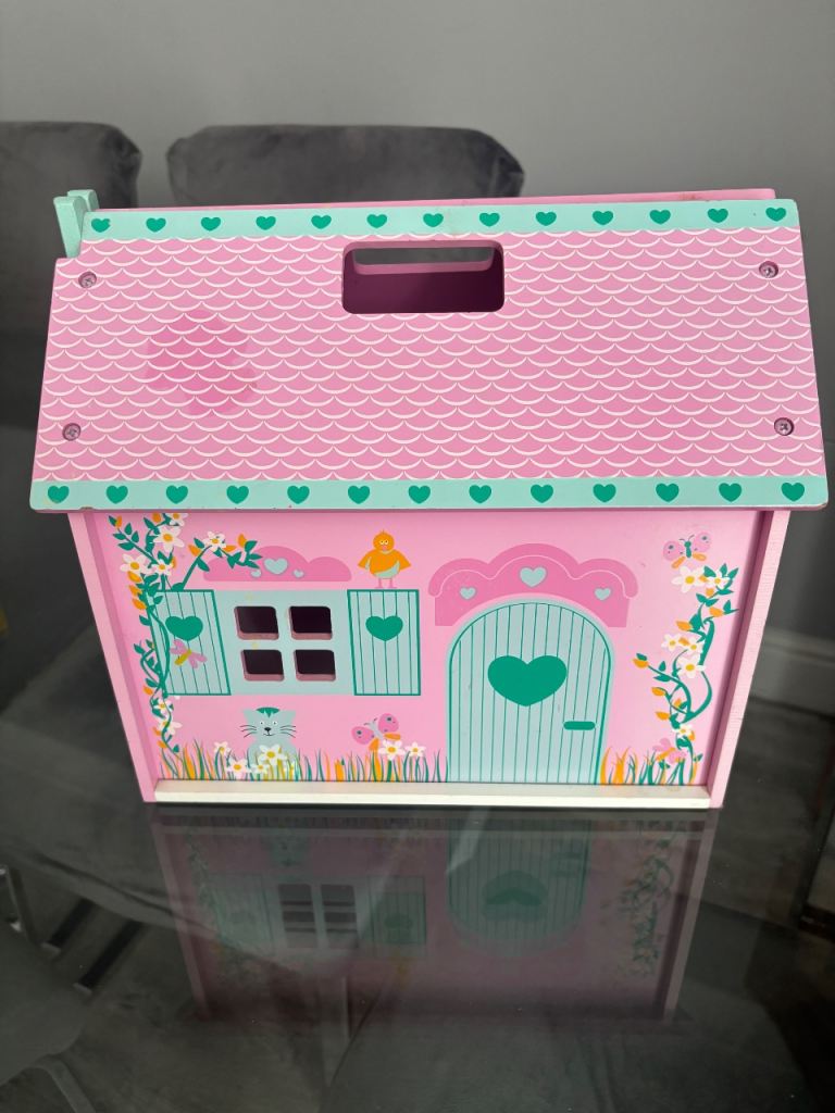 Wooden Fold-Out Doll's House – Pink, Good Condition