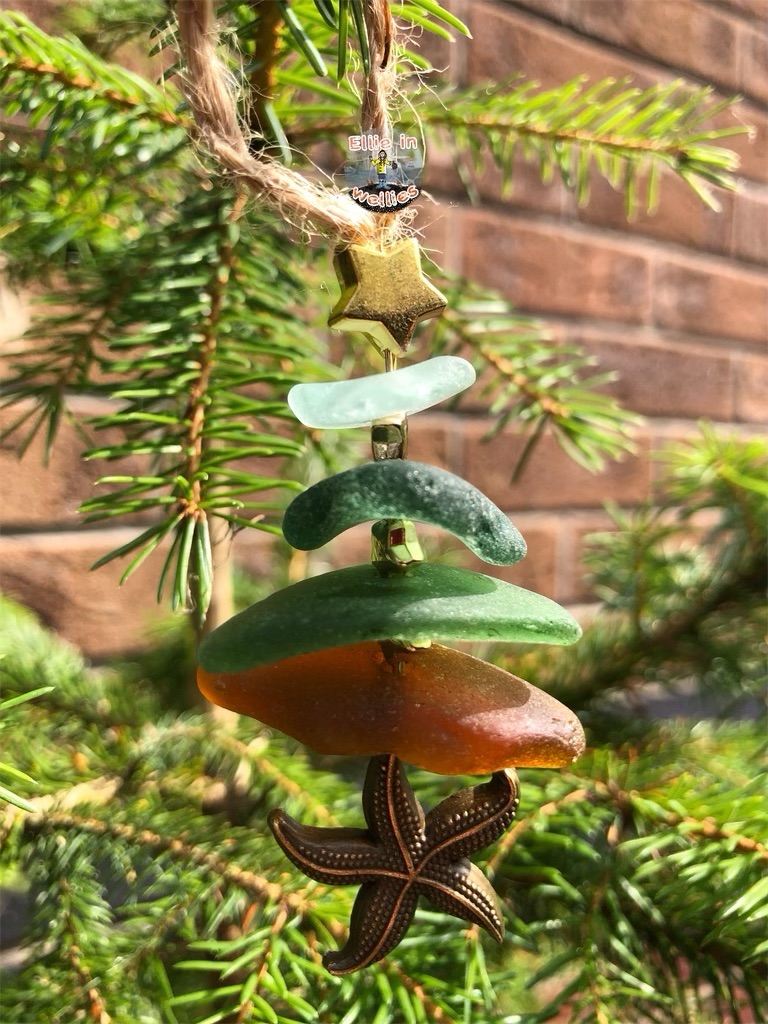 A unique handmade sea glass Christmas decoration