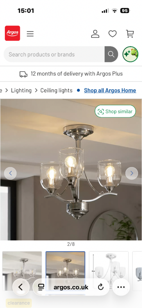 Glass ceiling fitting light