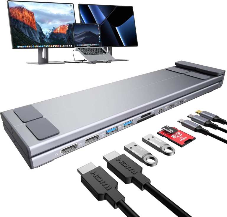 USB-C Laptop Docking Station Stand (9-in-1) – Dual 4K HDMI, PD 100W – Like New