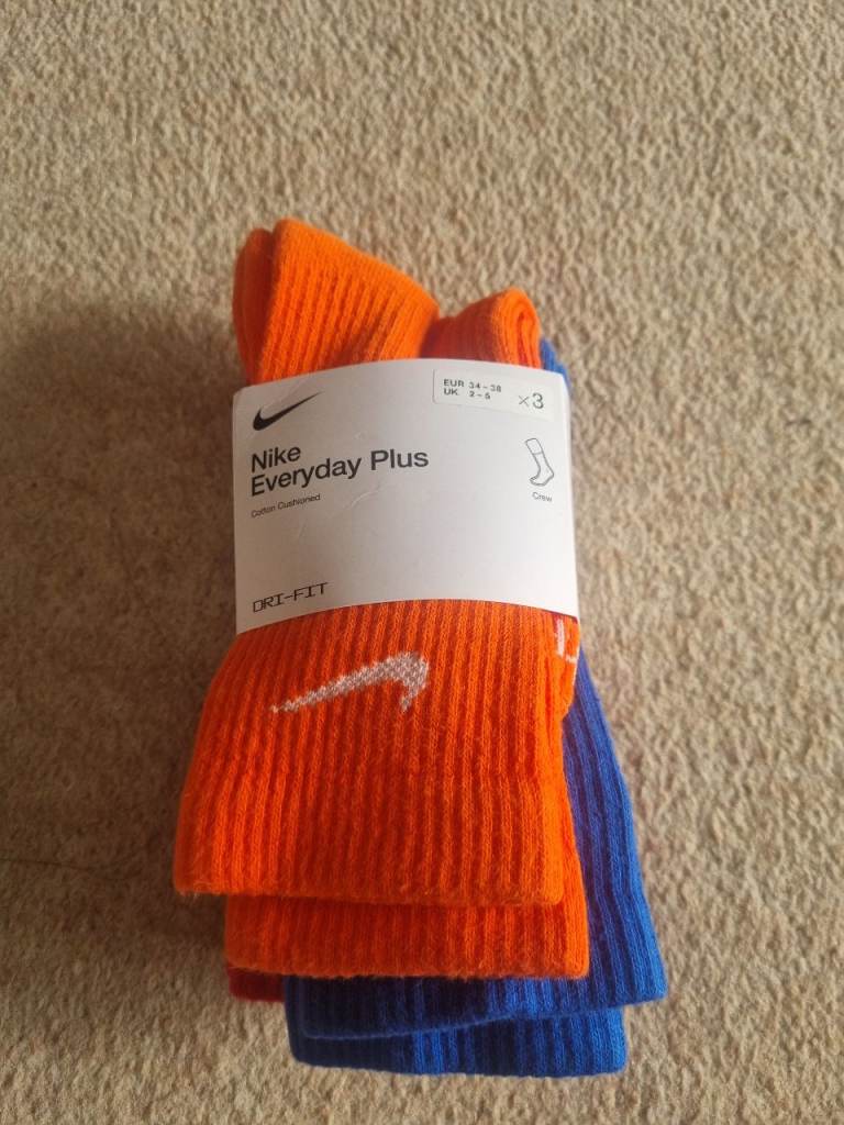 Nike Everyday Plus Crew Socks - New, Multi-coloured (3 Pairs)