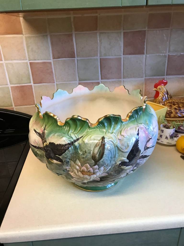 NOW REDUCED £35 vintage large jardiniere 11 inches high (28 cms) 13 inches widest (33 cms)