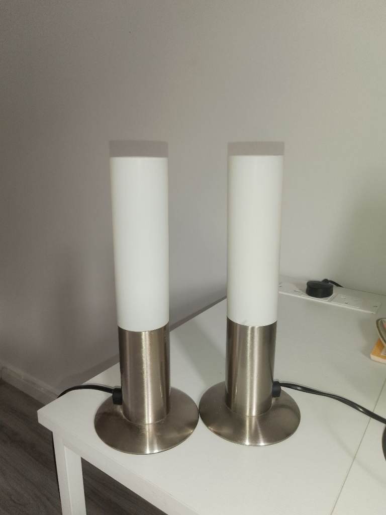 Pair of Modern Brushed Metal Table Lamps