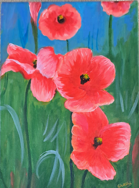 Original poppy flowers painting