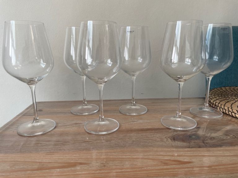 Set of Stemless Wine Glasses – Clear Glass Tumblers, Good Condition