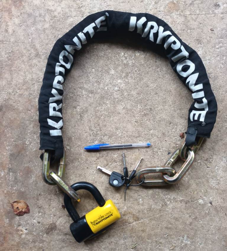 Kryptonite New York lock and chain. Motorbike or bicycle.
