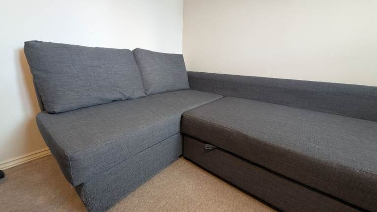 IKEA FRIHETEN Corner sofa-bed with storage, Skiftebo dark grey