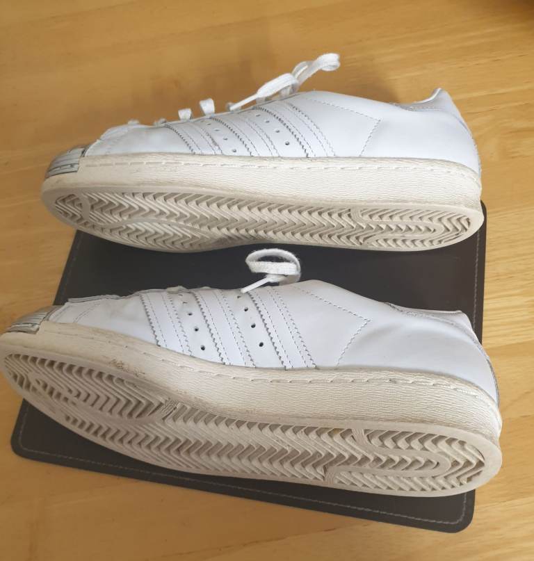 Adidas original 80's retro superstar white & gunmetal toe trainers/sneakers/shoes  size 6