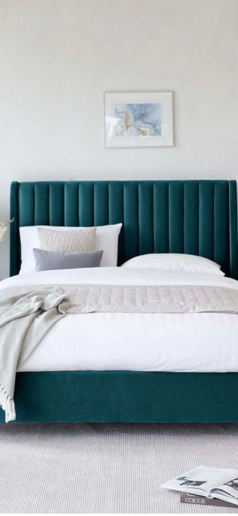 Lovely super king ottoman bed frame teal velvet (Danetti) 