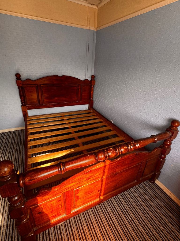 Solid Wooden Double Bed Frame – Good Condition