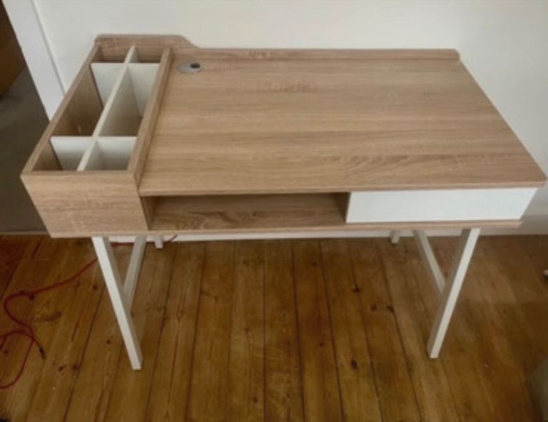 Computer Desk PC Workstation Storage Unit Metal Frame Oak style Home Office Study Work from Home