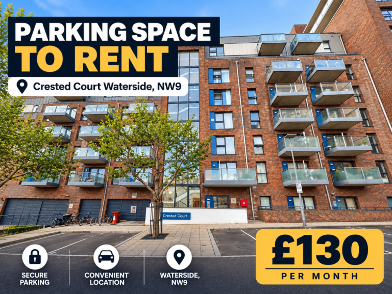 Secure Parking Space to Rent – Crested Court Waterside, NW9 – £130 PCM