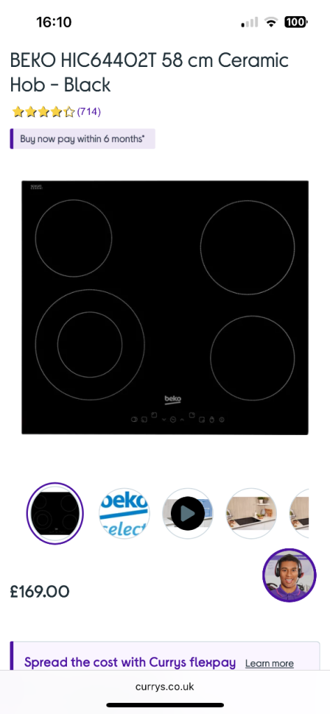 Beko dual action electric hob - Brand new still in box