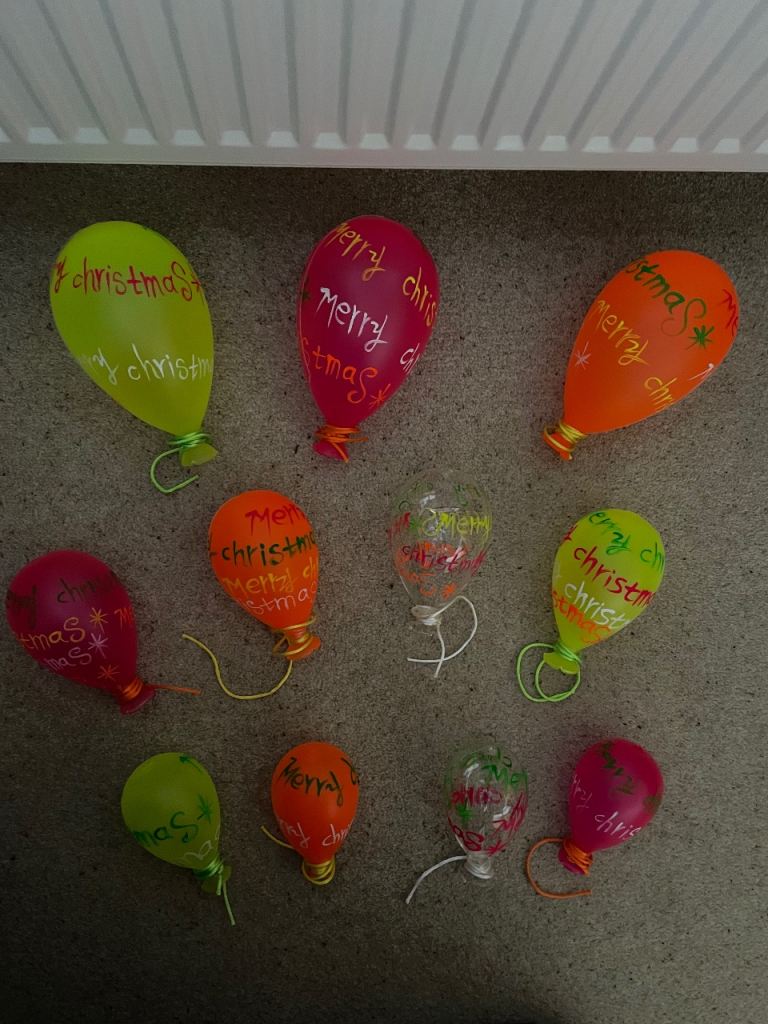 Eleven Glass Balloon Hanging Christmas Decorations