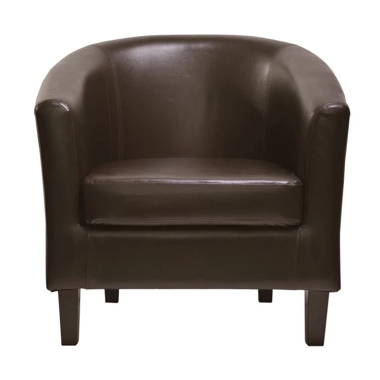 **EXCELLENT CONDITION** Brown Faux Leather Bucket Chair **BROWN**