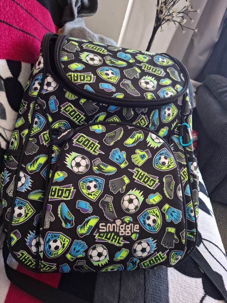Smiggle Soccer-Themed Backpack – Multicoloured, Good Condition